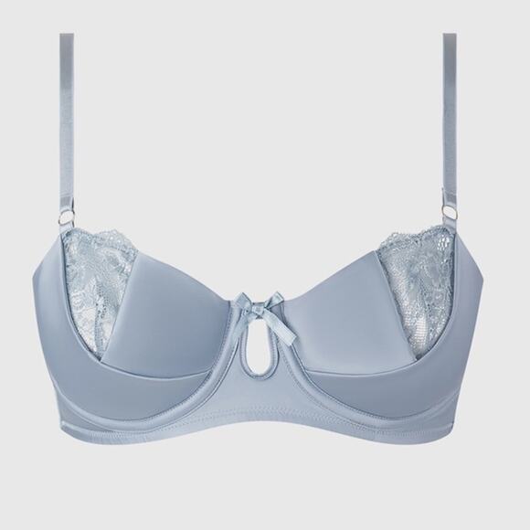 House of Desire Sienna Satin & Lace Bra Blue Romantic Underwire Size 3X/4X NEW - Picture 4 of 16